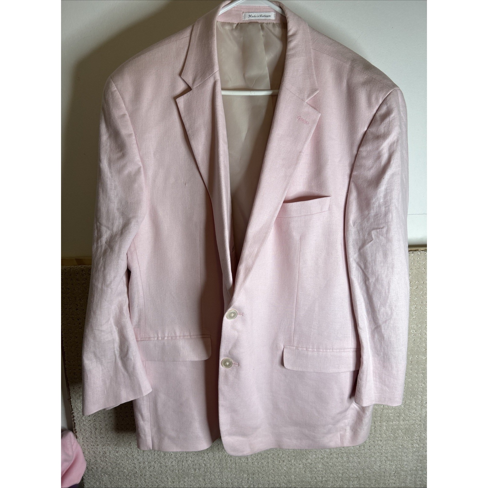 Chaps Linen Blend Sport Coat Mens Light Pink Summer 50r